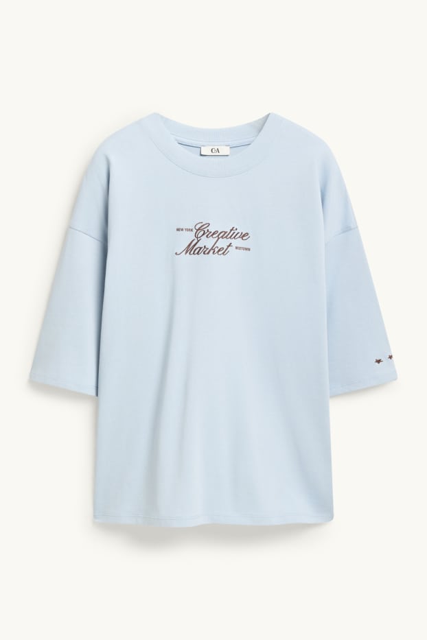 Damen - T-Shirt - Oversized - hellblau