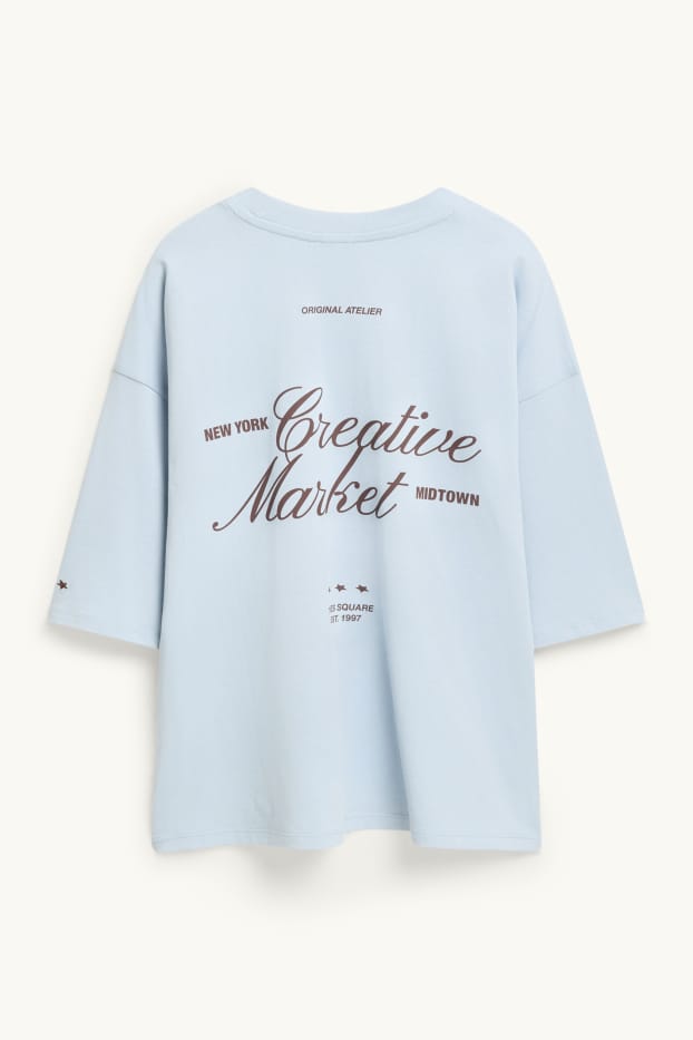 Damen - T-Shirt - Oversized - hellblau
