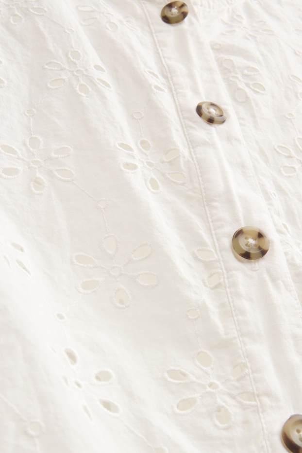 Damen - Bluse - Broderie Anglaise - weiß