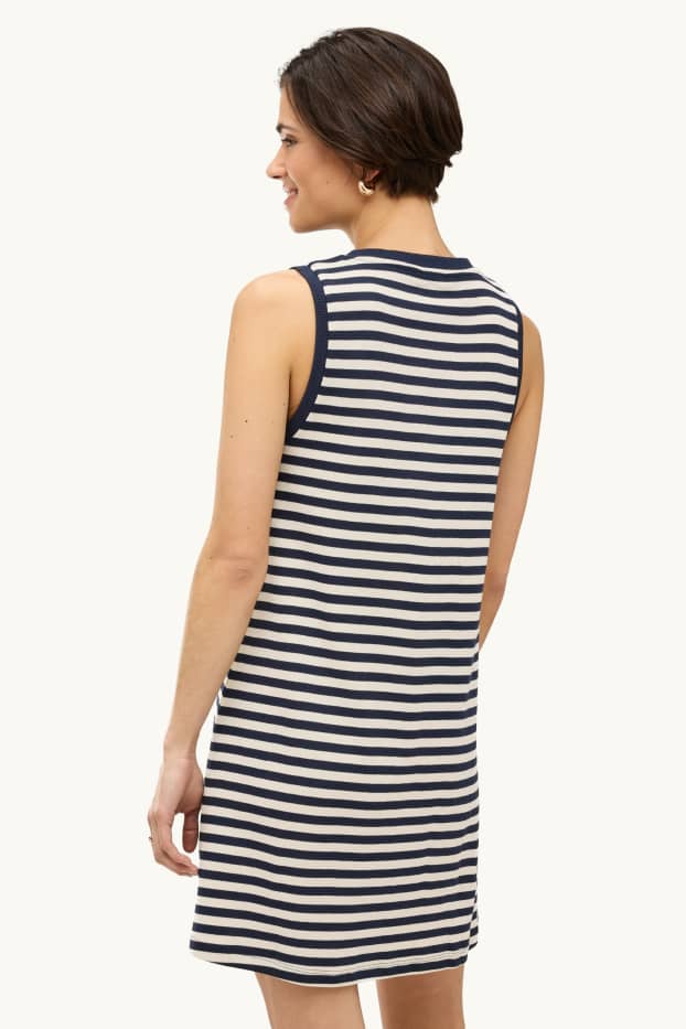 Damen - Kleid - Straight Fit - gestreift - blau / weiß