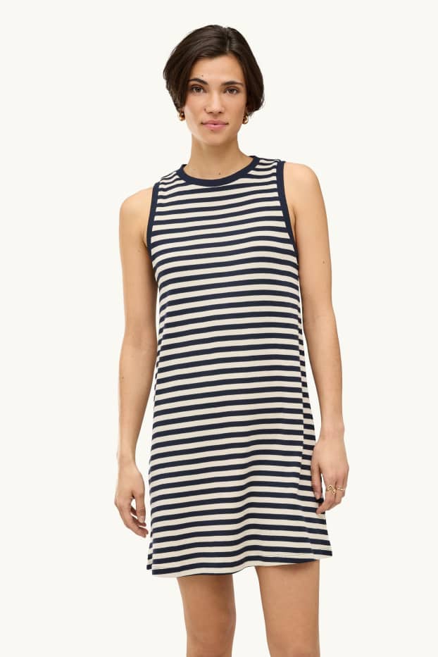 Damen - Kleid - Straight Fit - gestreift - blau / weiß