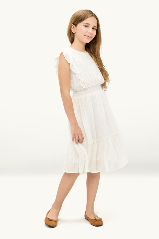 Copii - Fete - Rochie - aspect lucios - alb