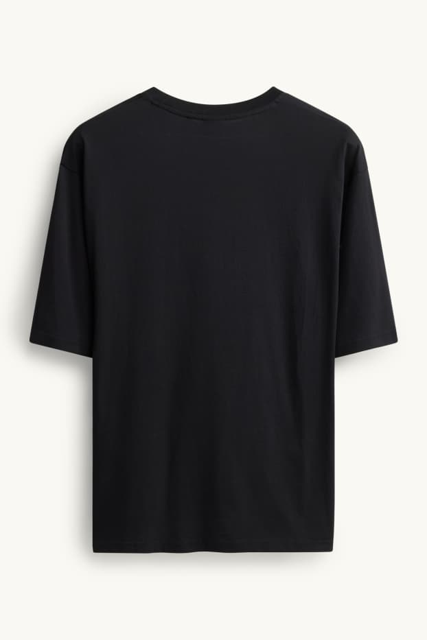 Pánské - Tričko - oversized - černá