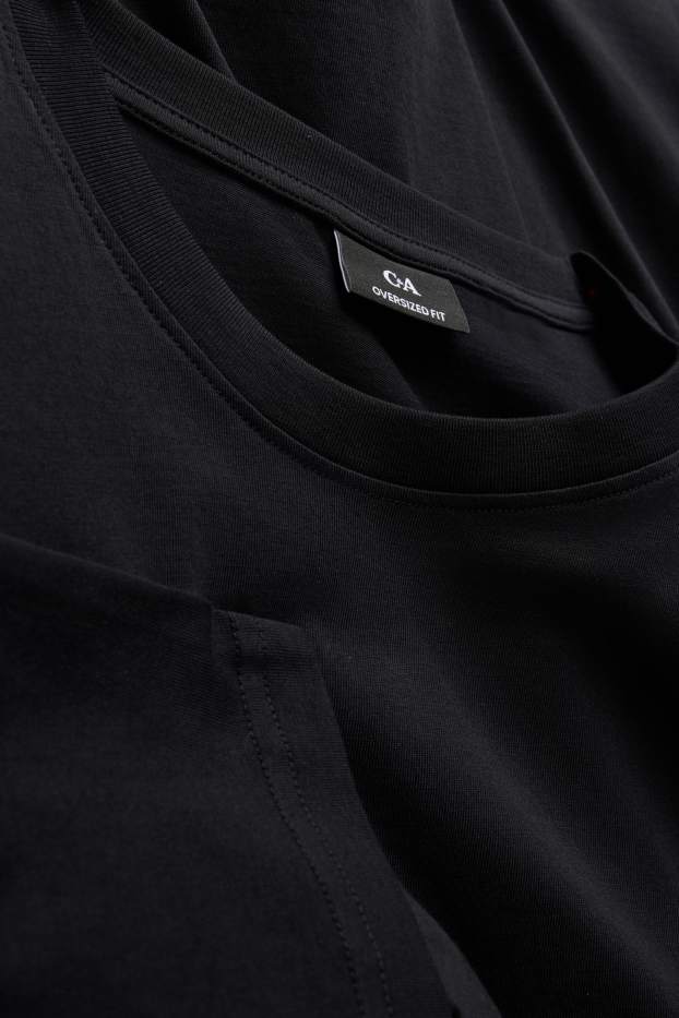 Pánské - Tričko - oversized - černá