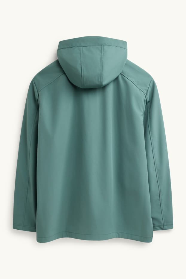 Hommes - Veste à coquille souple avec capuche - finition déperlante - 4 Way Stretch - vert