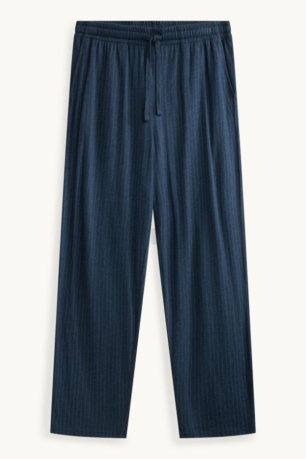 Men - Pyjama bottoms - striped - dark blue