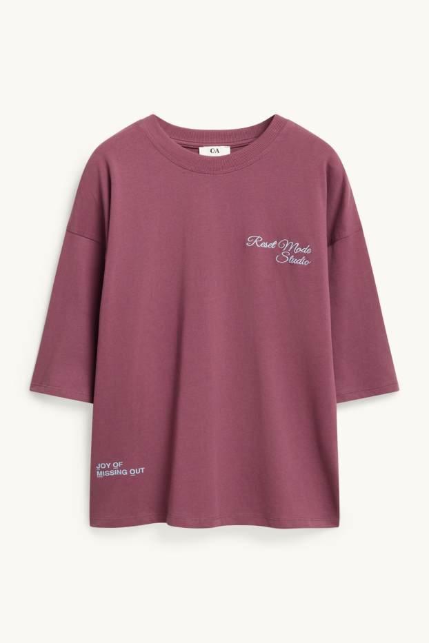 Damen - T-Shirt - Oversized - bordeaux