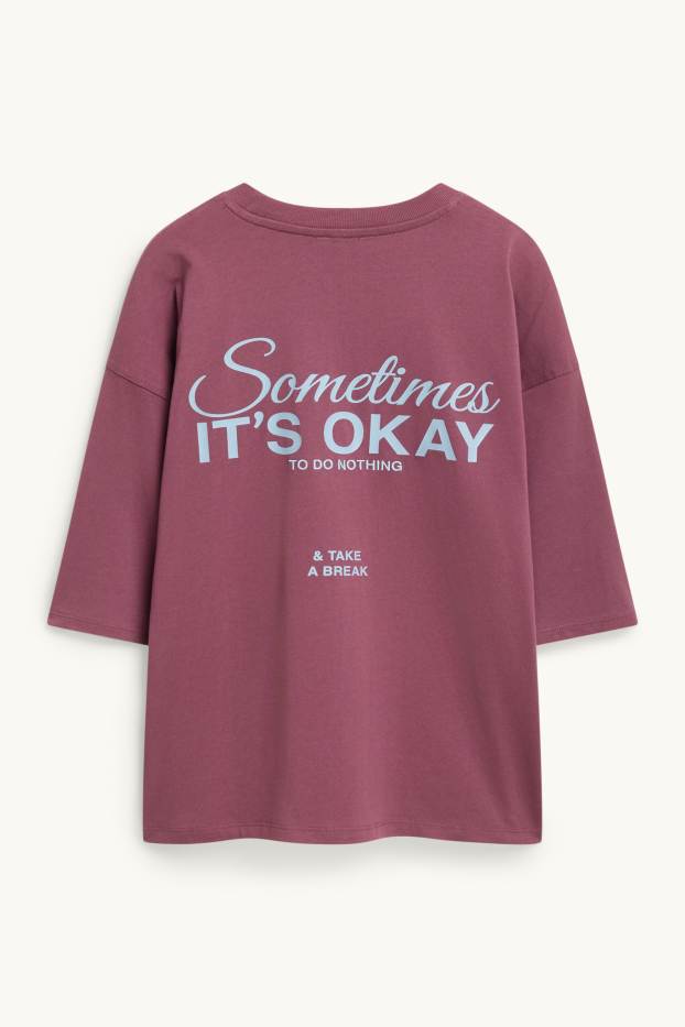 Damen - T-Shirt - Oversized - bordeaux