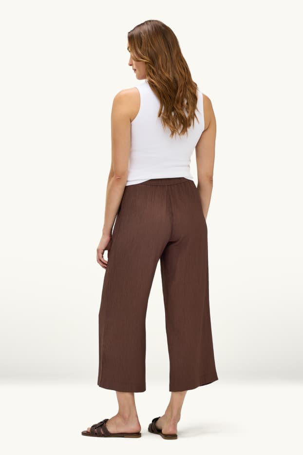 Damen - Stoffhose - Mid Waist - Wide Leg - braun