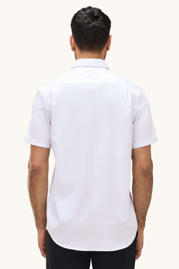 Hombre - Camisa de oficina - regular fit - Kent - con textura - blanco
