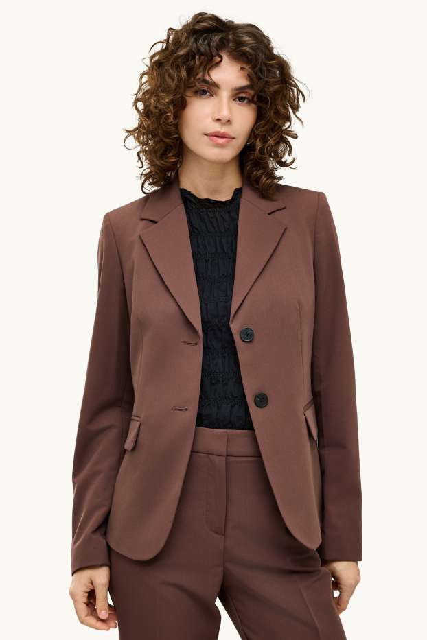 Femmes - Blazer de bureau - cintré - marron