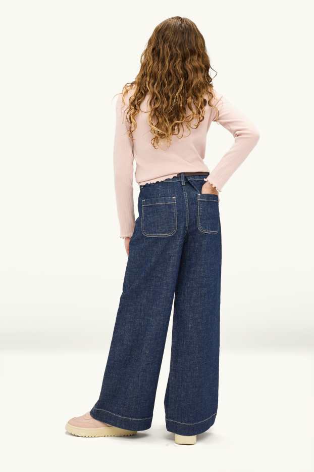 Nena - Wide leg jeans amb cinturó - LYCRA® - texà blau fosc