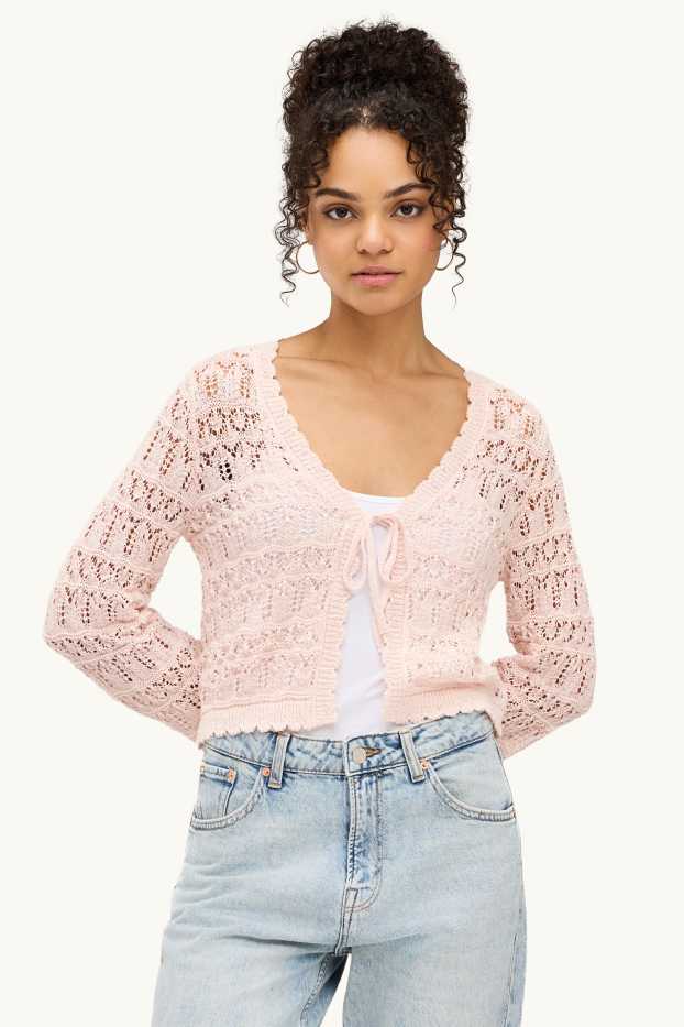 Dames - Gebreid vest - roze