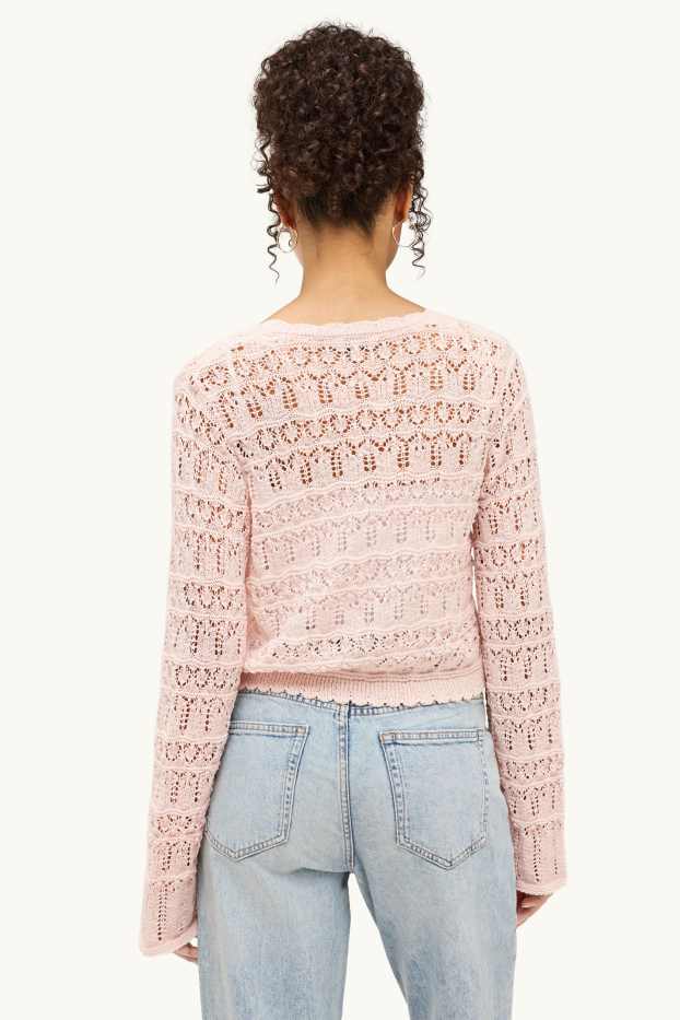 Dames - Gebreid vest - roze