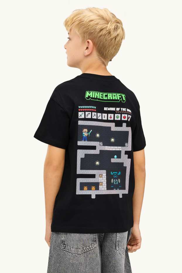 Kinder Buben - Minecraft - Kurzarmshirt - schwarz