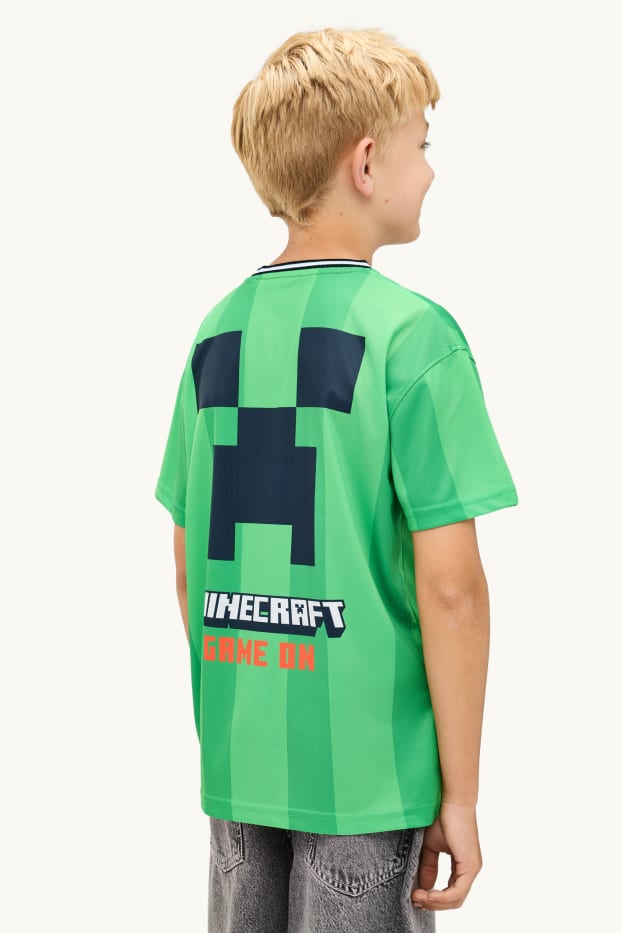 Kinder Buben - Minecraft - Kurzarmshirt - gestreift - grün