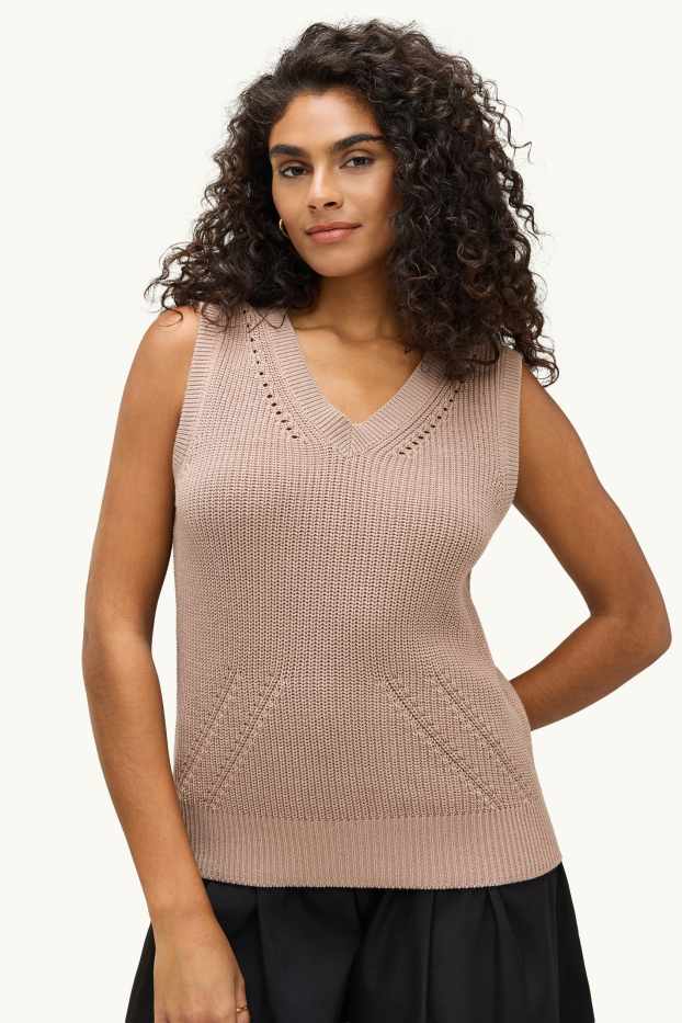 Femmes - Pull sans manches - marron clair