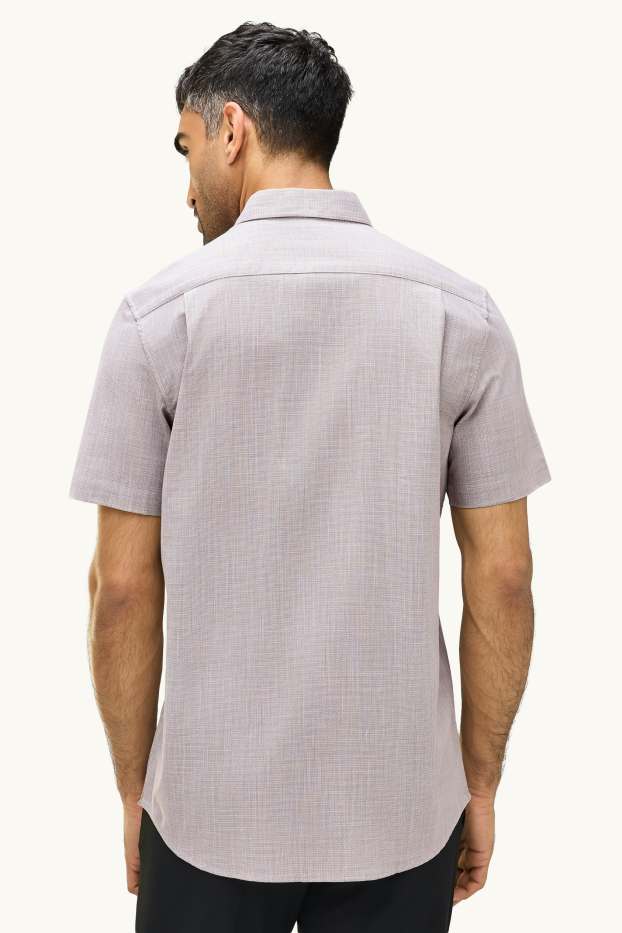 Hommes - Chemise de bureau - regular fit - col button-down - gris