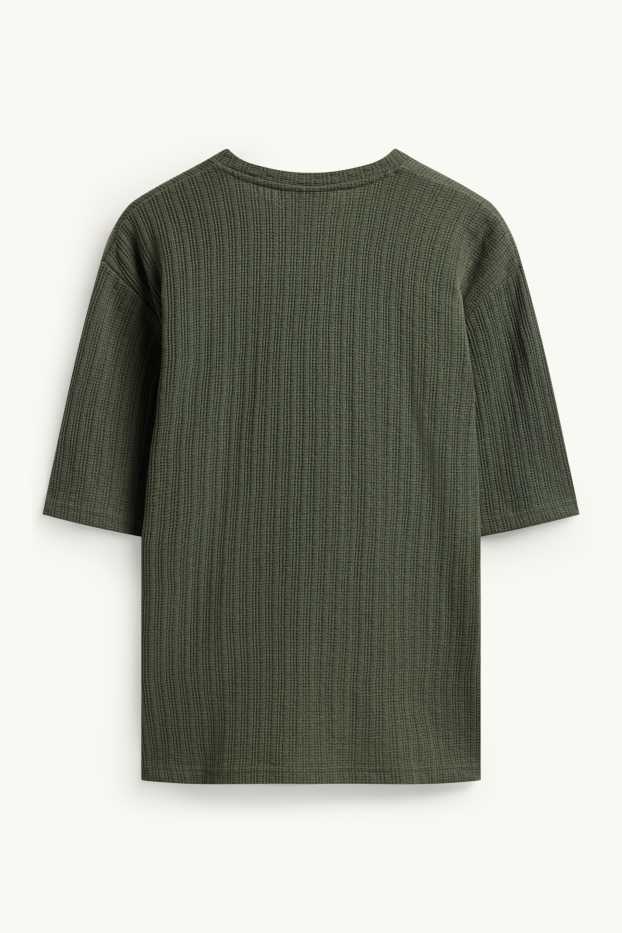 Herren - T-Shirt - Relaxed Fit - strukturiert - grün