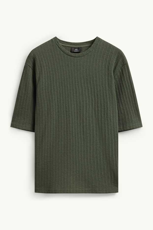 Herren - T-Shirt - Relaxed Fit - strukturiert - grün