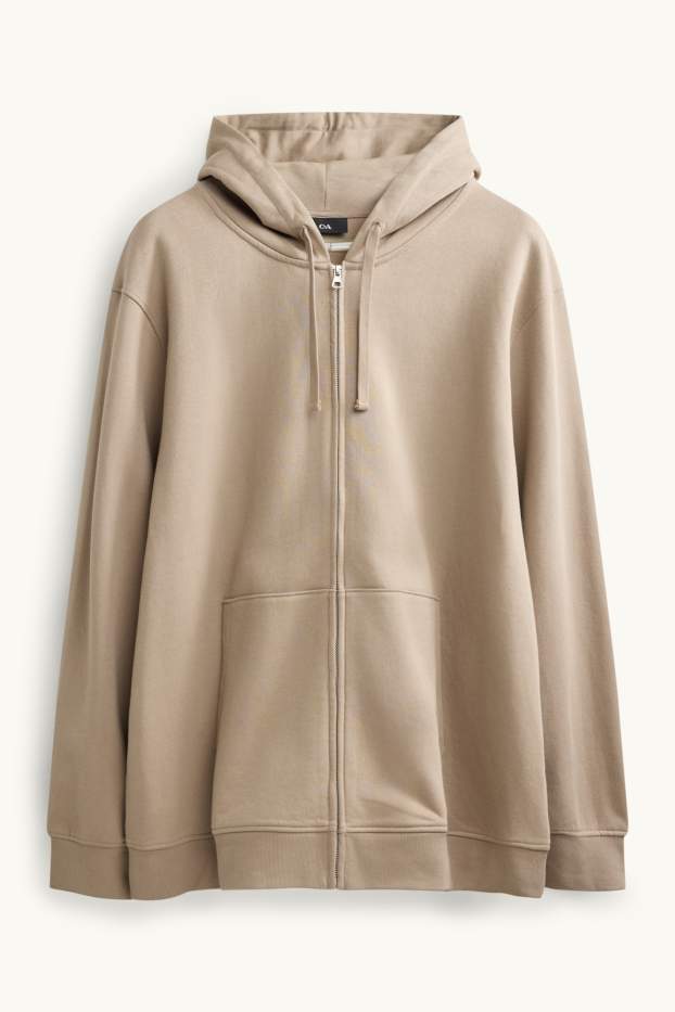 Hommes - Sweat zippé à capuche - beige