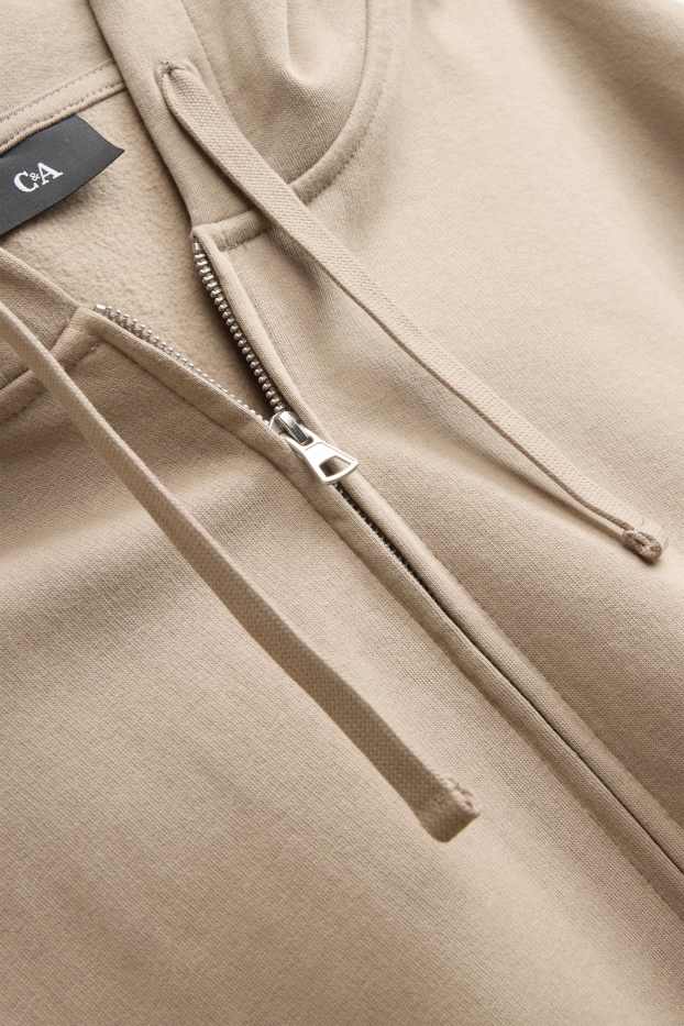 Hommes - Sweat zippé à capuche - beige