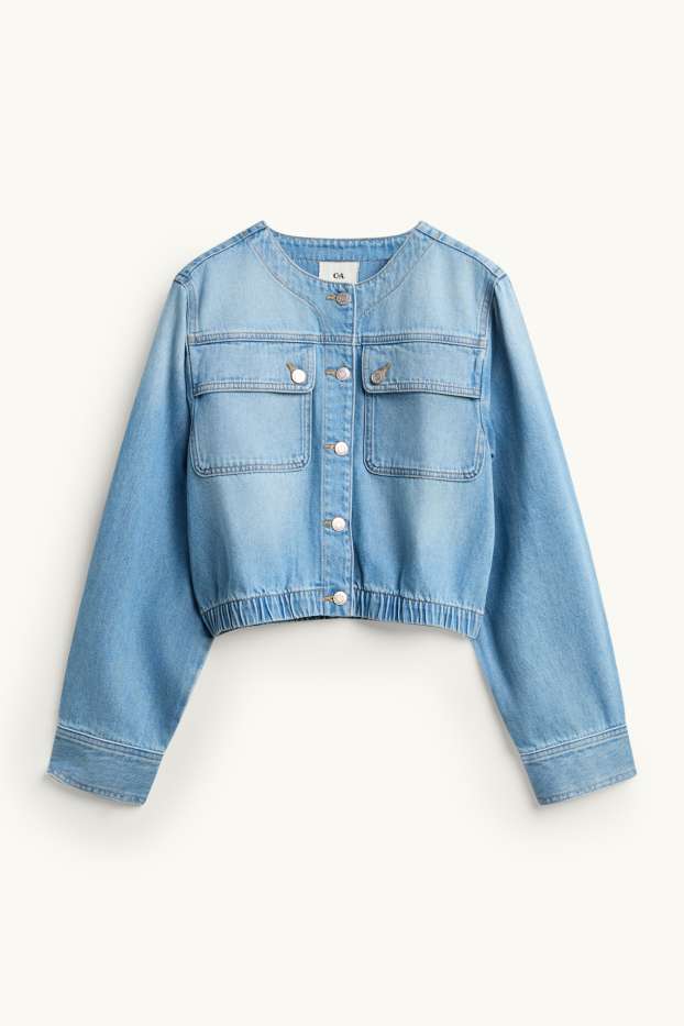 Femei - Jachetă crop din denim - denim-albastru deschis