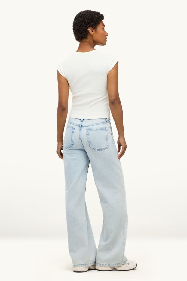 Femmes - Wide leg jean - low waist - bleu clair