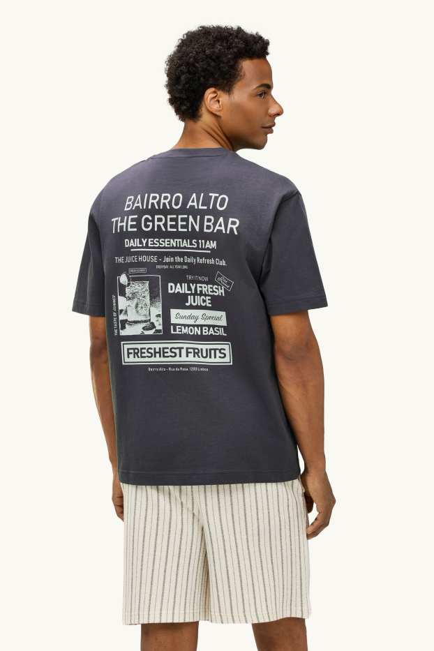 Heren - T-shirt - relaxed fit - donkergrijs