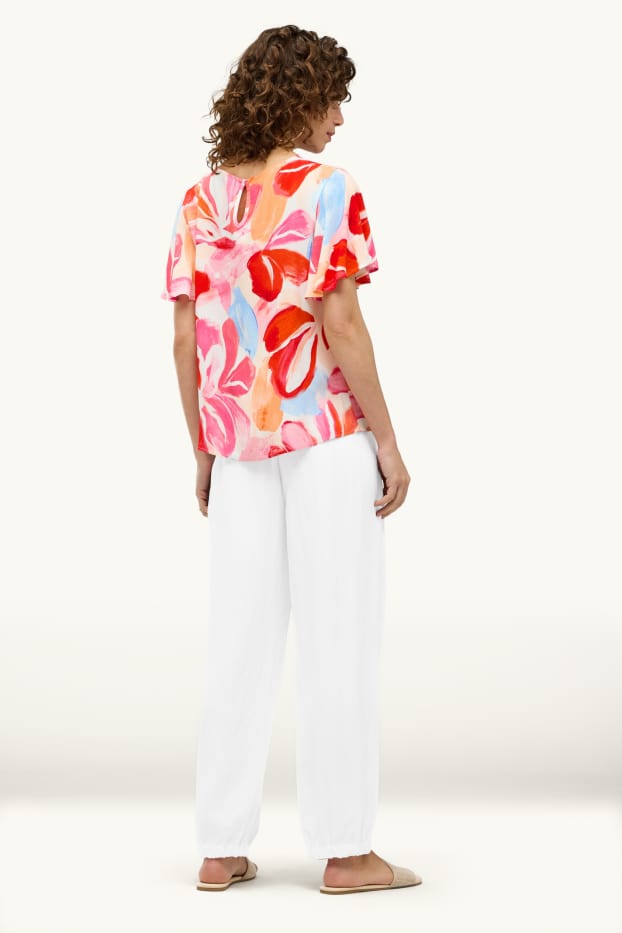 Dames - Pantalon - high waist - balloon leg - wit