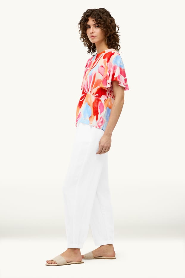 Dames - Pantalon - high waist - balloon leg - wit
