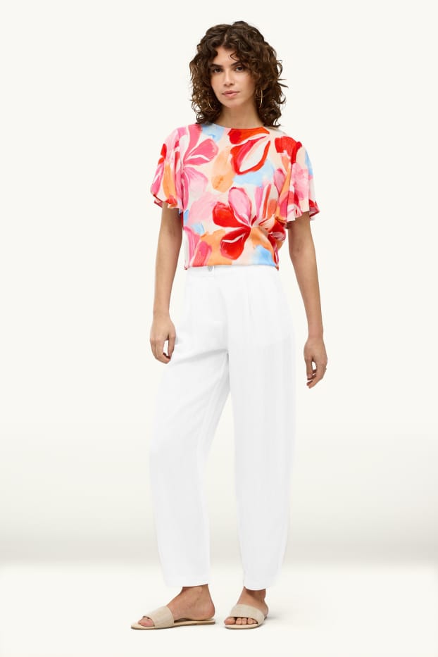Dames - Pantalon - high waist - balloon leg - wit
