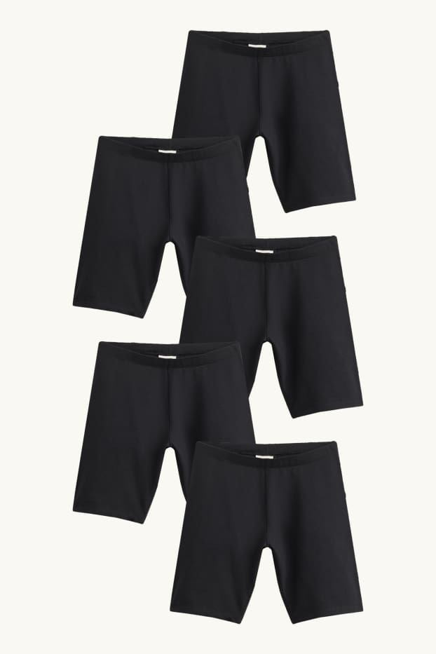 Kinder Mädchen - Multipack 5er - Radlerhose - schwarz