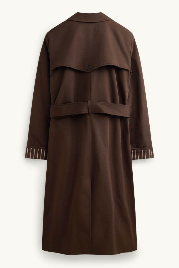 Donna - Trench con cintura - idrorepellente - marrone scuro