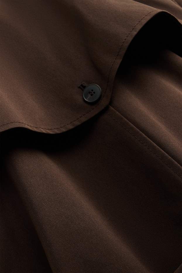Donna - Trench con cintura - idrorepellente - marrone scuro