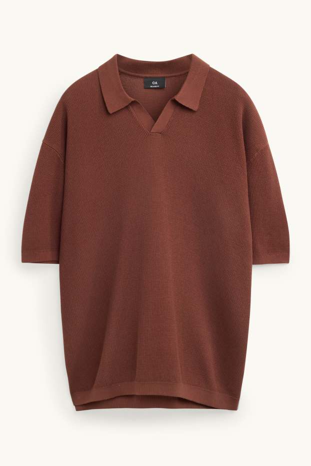 Herren - Poloshirt - Relaxed Fit - strukturiert - rostbraun