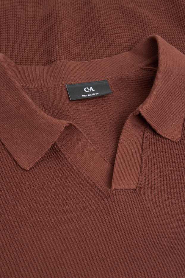 Herren - Poloshirt - Relaxed Fit - strukturiert - rostbraun
