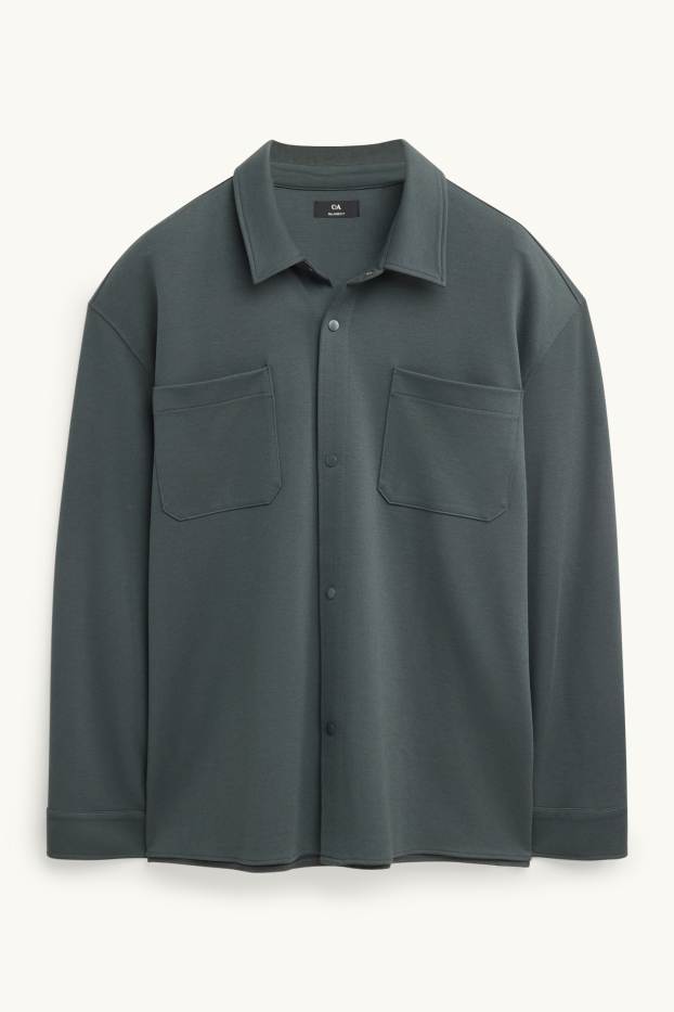 Men - Shirt jacket - relaxed fit - kent collar - khaki