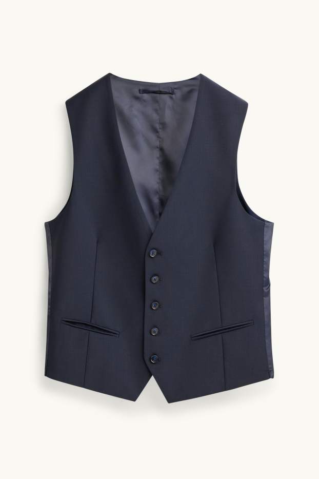 Bărbați - Vestă - regular fit - Flex - amestec de lână - albastru închis