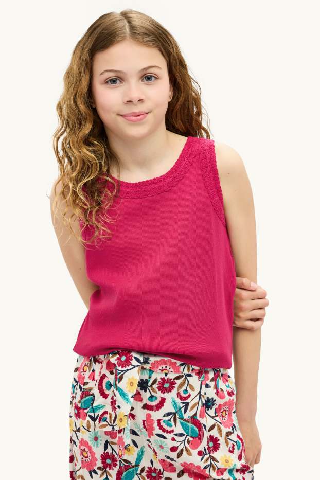Children Girls - Top - ribbed - pink