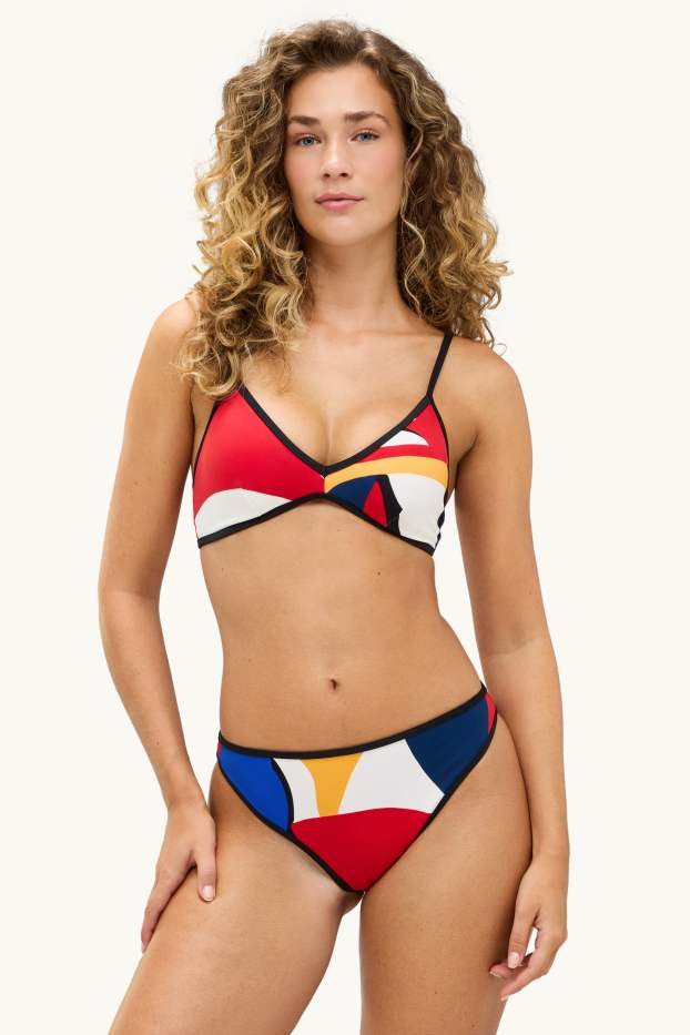 Damen - Bikini-Top - Triangel - wattiert - gemustert - rot
