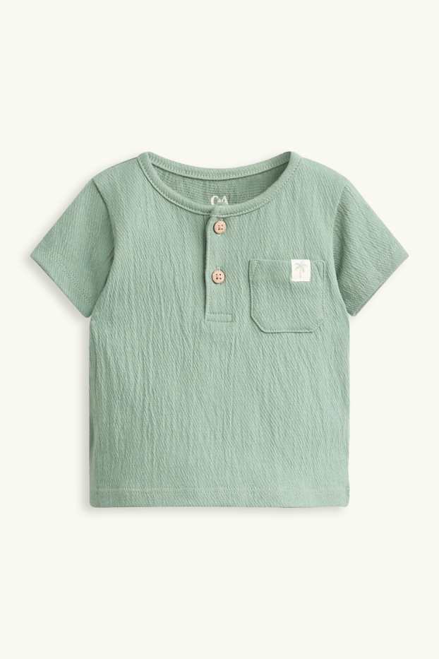 Baby Buben - Erstlingsoutfit mit Leinen-Anteil - 2 teilig - grün