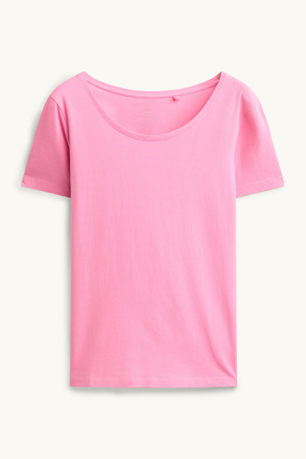 Dames - T-shirt - slim fit - fuchsiarood