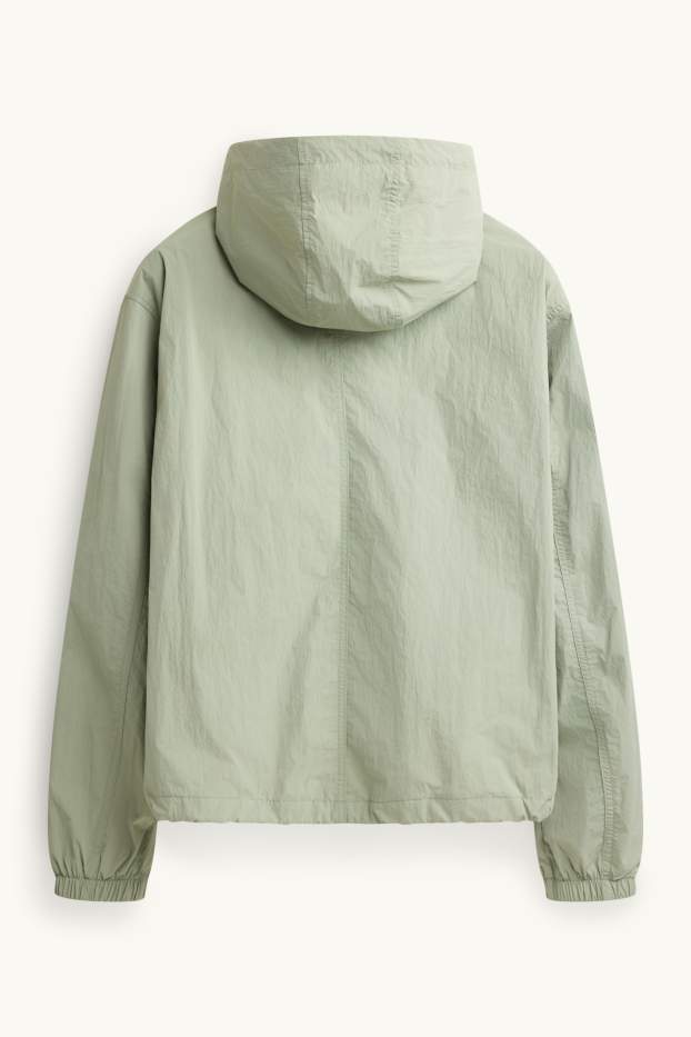Uomo - Giacca impermeabile con cappuccio - idrorepellente - verde chiaro