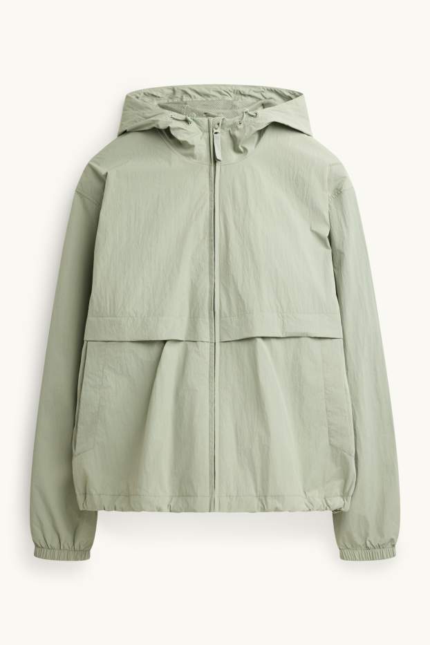 Uomo - Giacca impermeabile con cappuccio - idrorepellente - verde chiaro