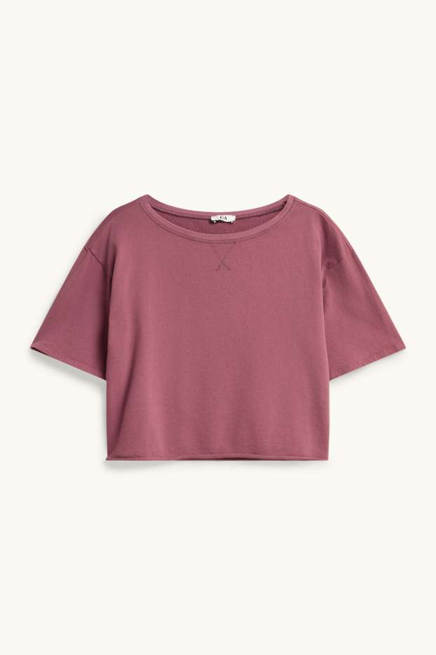 Femei - Tricou crop - supradimensionat - roșu