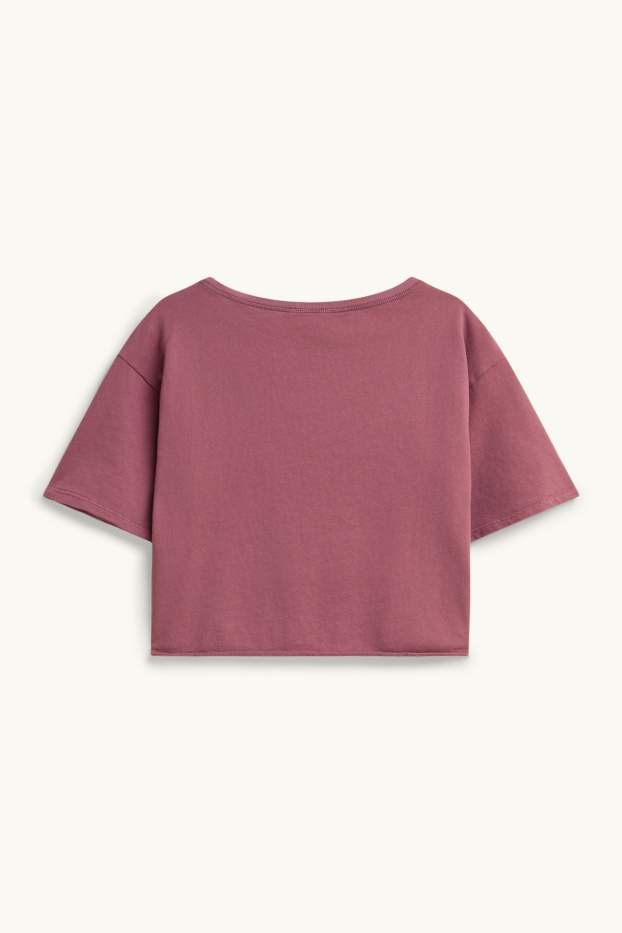 Femei - Tricou crop - supradimensionat - roșu