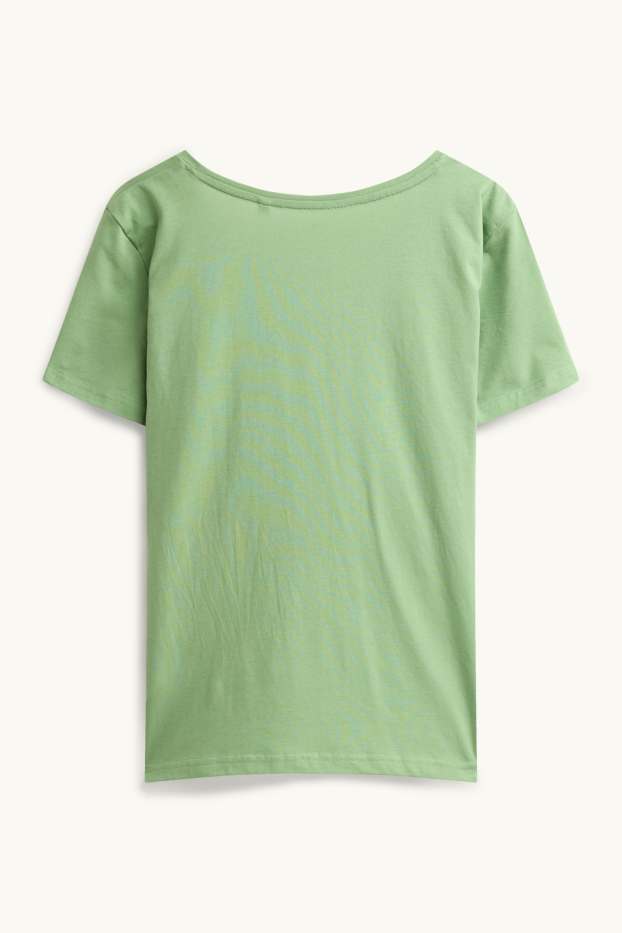 Femmes - T-shirt à col V - slim fit - vert