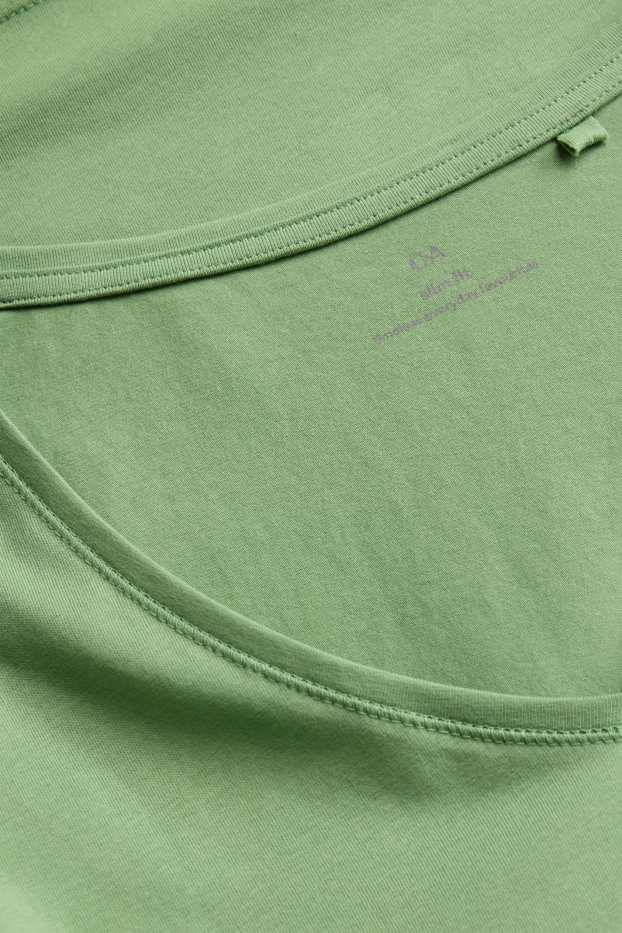 Femmes - T-shirt à col V - slim fit - vert