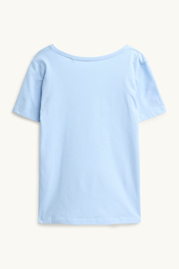 Damen - T-Shirt mit V-Ausschnitt - Slim Fit - hellblau